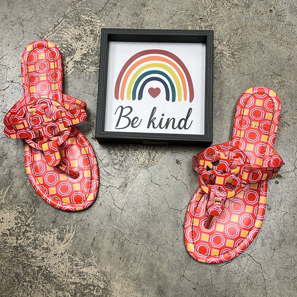 Tory Burch Shoes - Tory Burch orange yellow print sandals